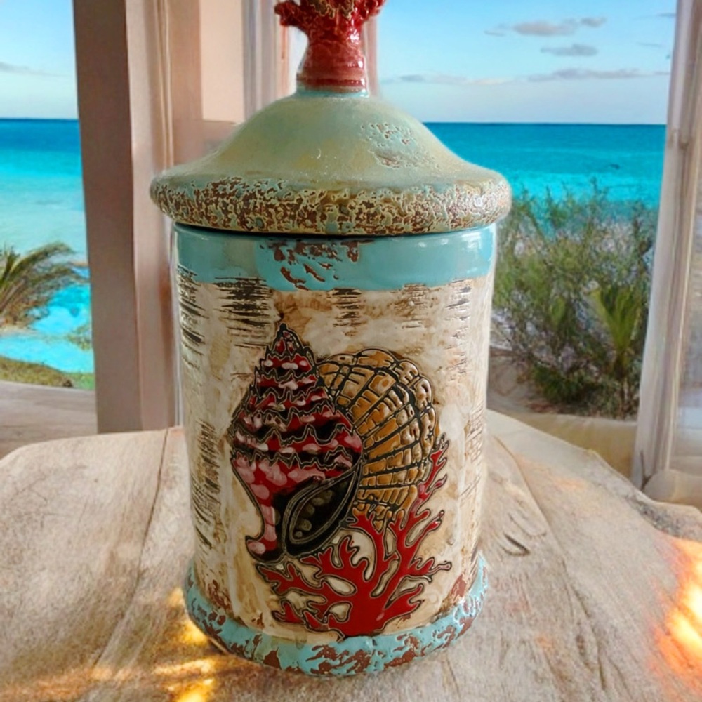 Coastal Beach Shell Decor in Blue and Cream
